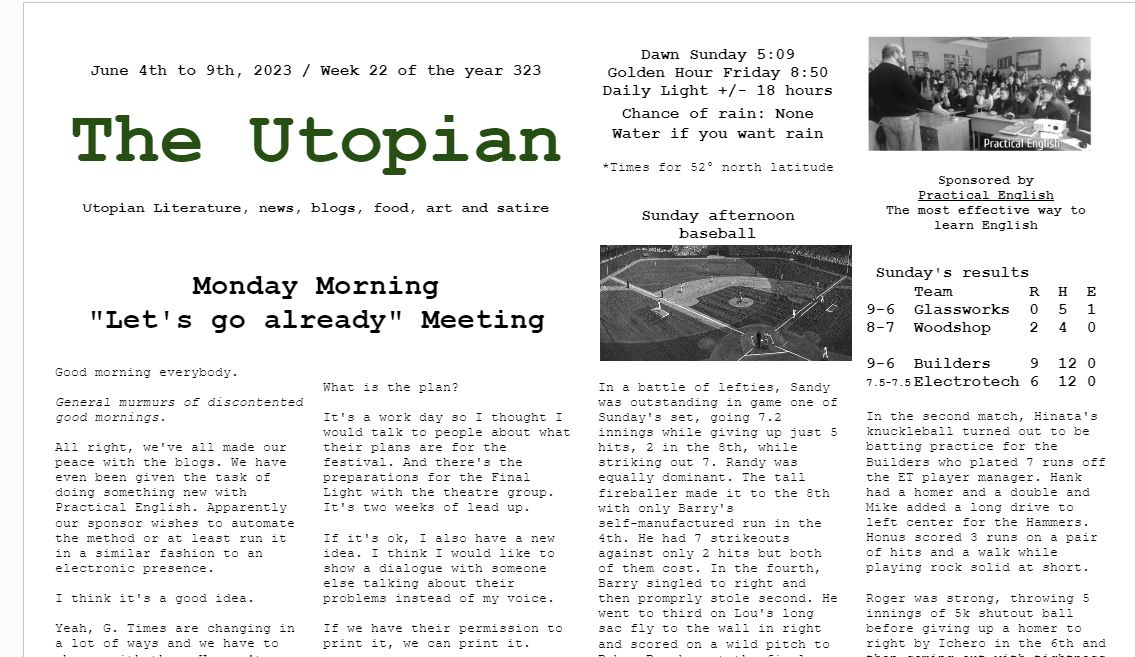 The new Issue of the Utopian is finished.